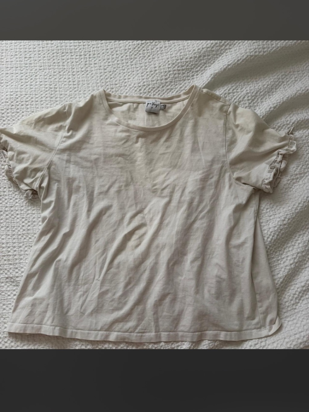 Princess Polly Cream Short Sleeve Ruffle Top